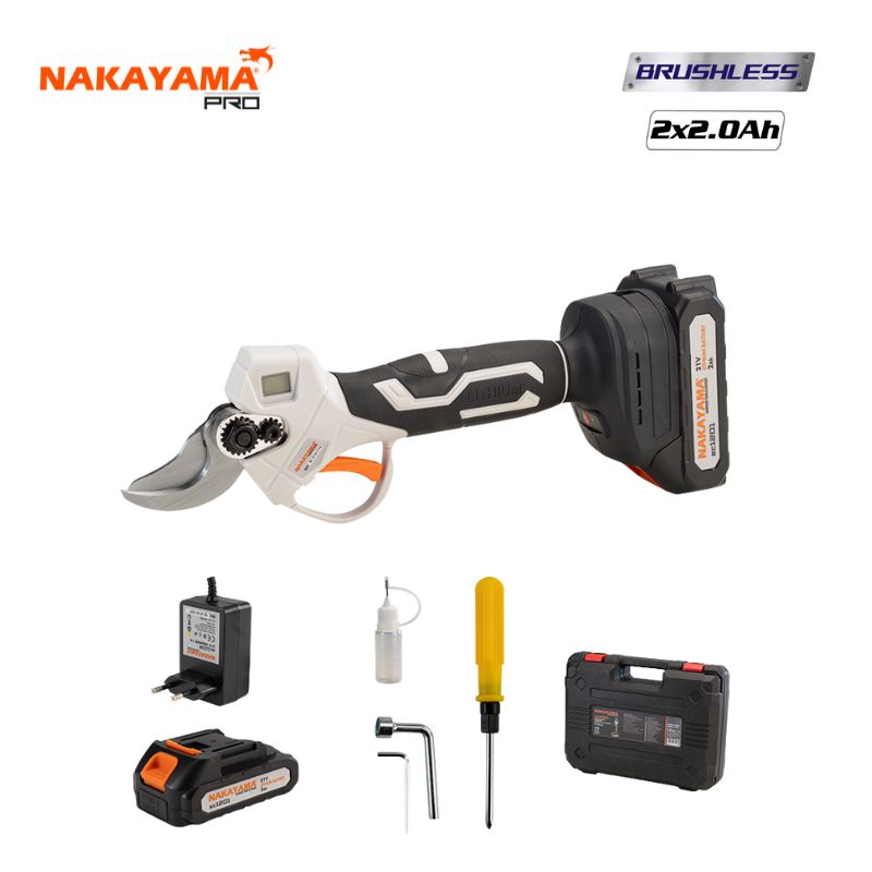 NAKAYAMA EC1250 Ψαλίδι Κλάδου Μπαταρίας 21V,Brushless,0-22/28mm,1kg 2x2Ah Li-Ion,Βαλίτσα