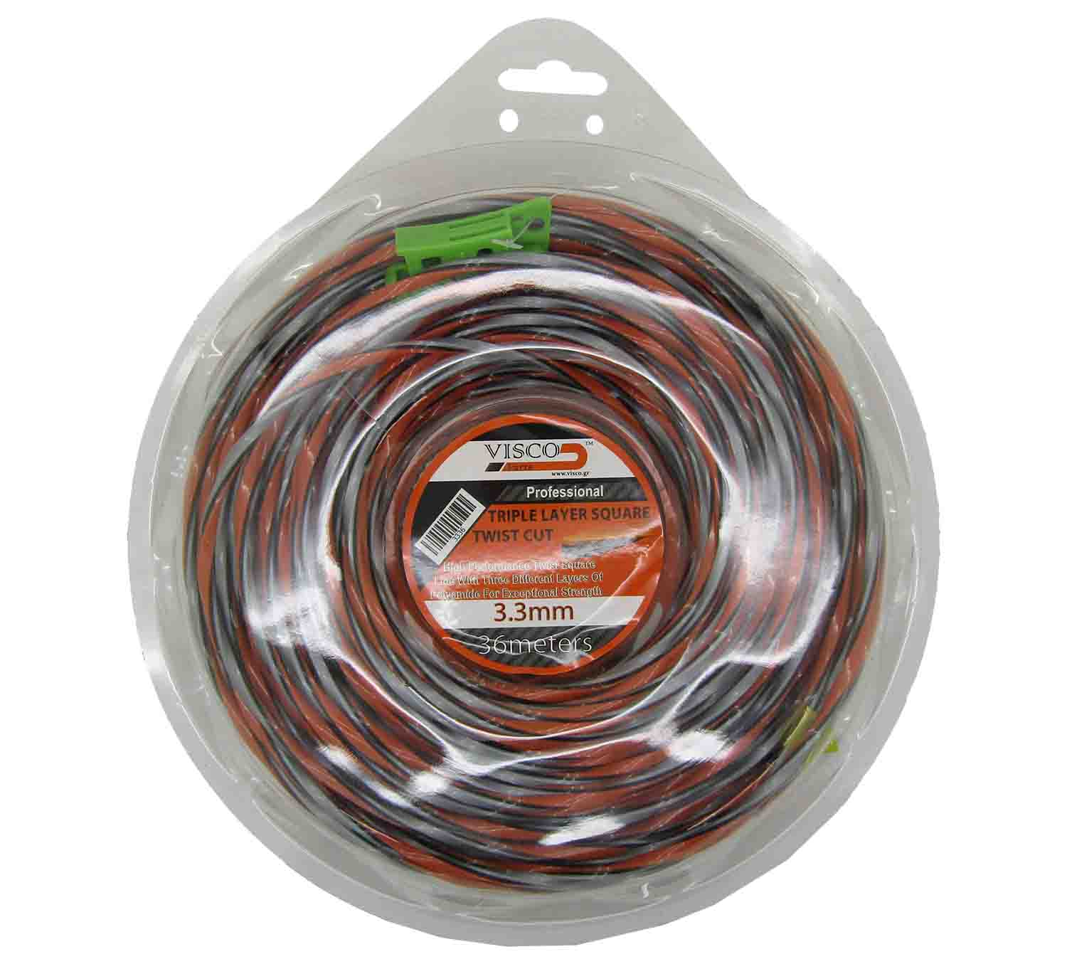 Μεσινέζα στριφτή τετράγωνη τριπλής επίστρωσης 3.3mm-36m VISCO