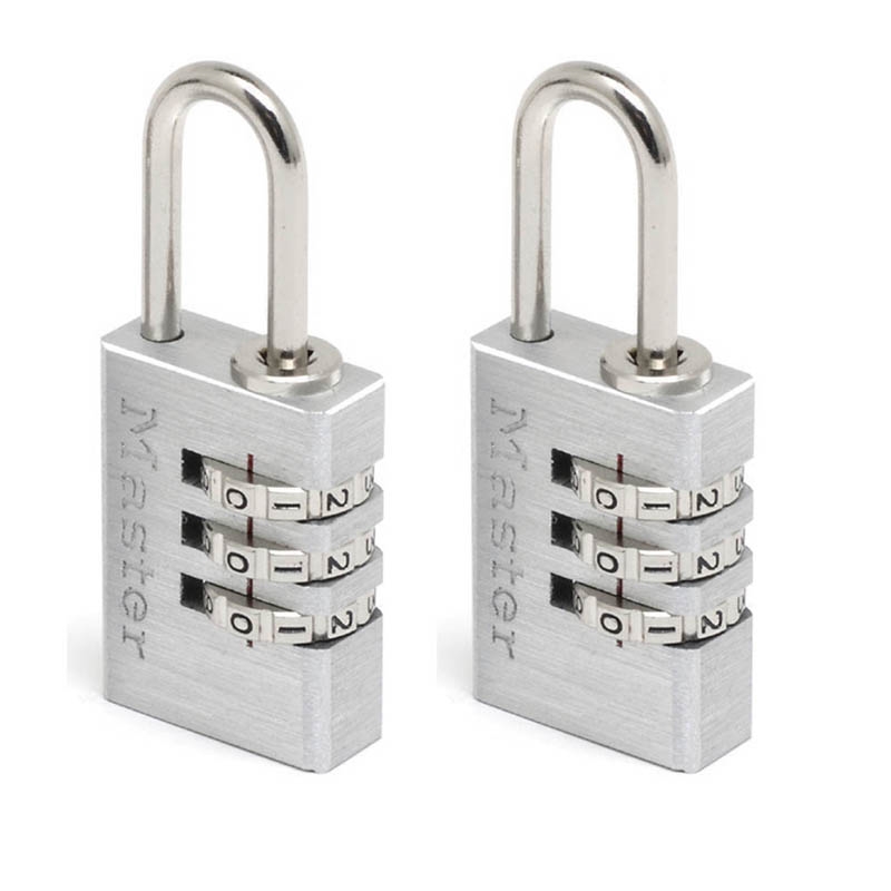 Σετ 2 λουκέτα αποσκευών συνδυασμού 3 ψηφίων με μεταλλικό φινίρισμα 20mm, MASTERLOCK