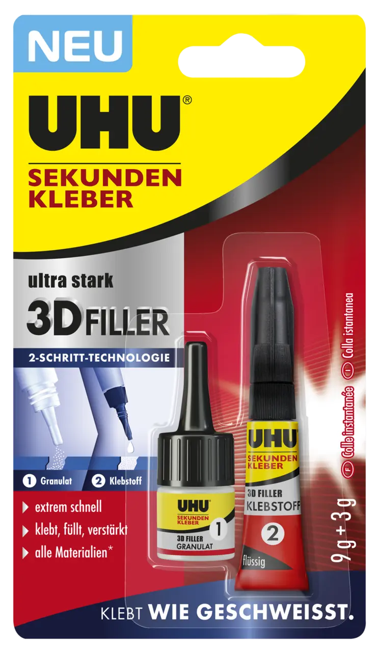 ΚΟΛΛΑ ΣΤΙΓΜΗΣ ΚΑΙ ΓΕΜΙΣΜΑΤΟΣ S.G. 3D FILLER 3GR+9GR BLISTER UHU